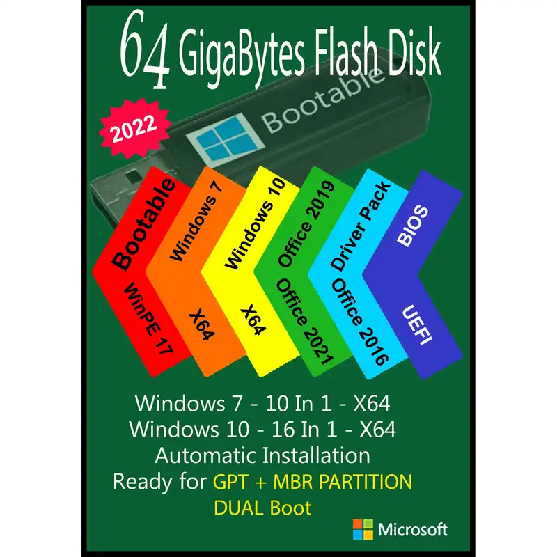 سیستم عامل Windows 7 10 AIO 26In2 X64 - Driver Pack 2022 - Office 2019-2021 Pro Plus  نشر مایکروسافت