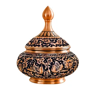قندان قلم زنی مسی طرح نقش نگار