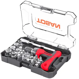 مجموعه 24 عددی سری بکس و پیچ گوشتی جغجغه ای توسن مدل T814 - S24