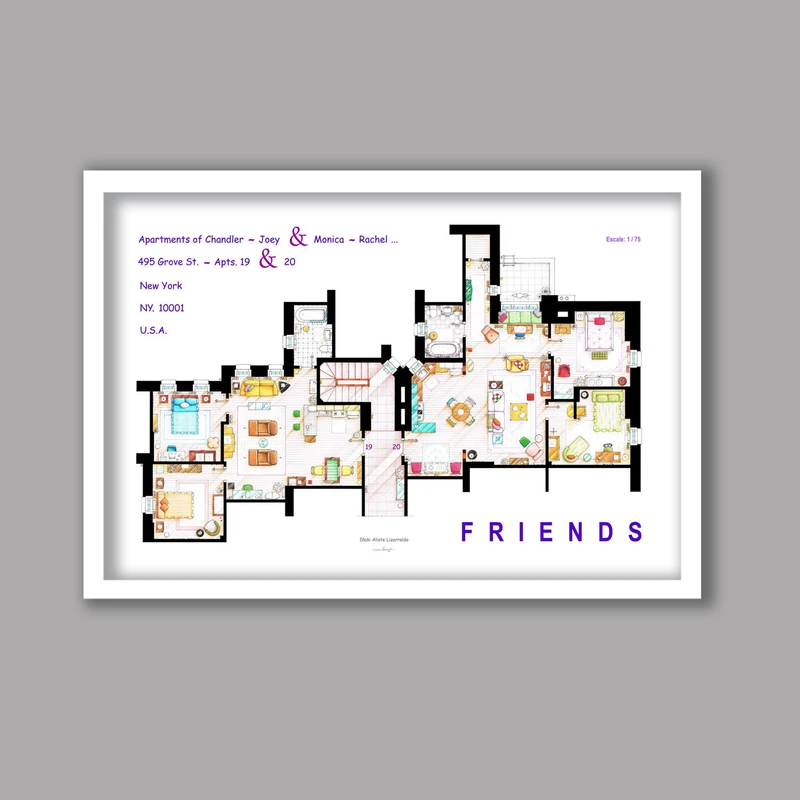 تابلو لیلیان طرح سریال فرندز Friends کد LA-G10816 فریم سفید