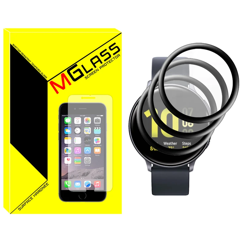 محافظ صفحه نمایش نانو ام‌گلس مدل GLS_Pmma مناسب برای ساعت هوشمند سامسونگ Galaxy Watch Active 44mm بسته سه عددی