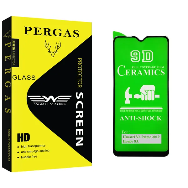 محافظ صفحه نمایش 9D وایلی نایس مدل Pergas Glass مناسب برای گوشی موبایل هوآوی Y6 Prime 2019 / آنر 8A