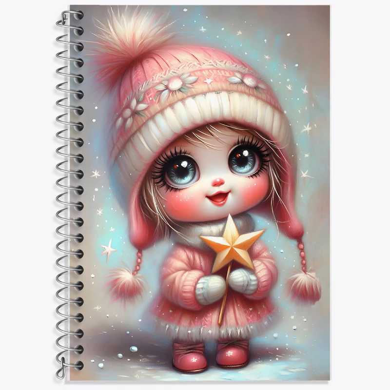 دفتر زبان 50 برگ خندالو مدل دو خط طرح دخترانه کیوت کد F7161