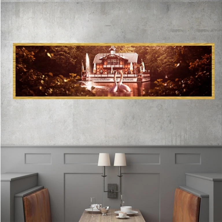 تابلو بکلیت طرح برکه و کلبه چوبی مدل T-7778