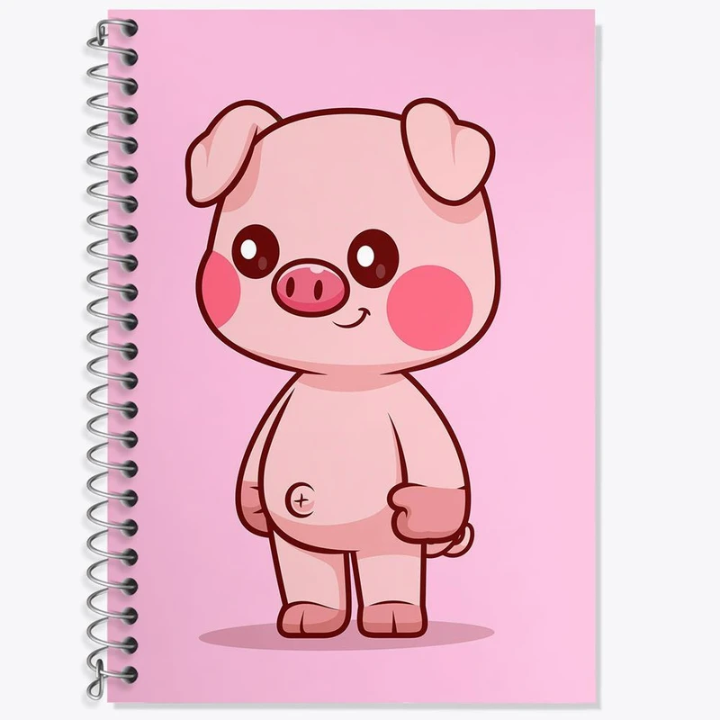 دفتر زبان 50 برگ خندالو مدل دو خط طرح حیوانات بامزه خوک کد 29703