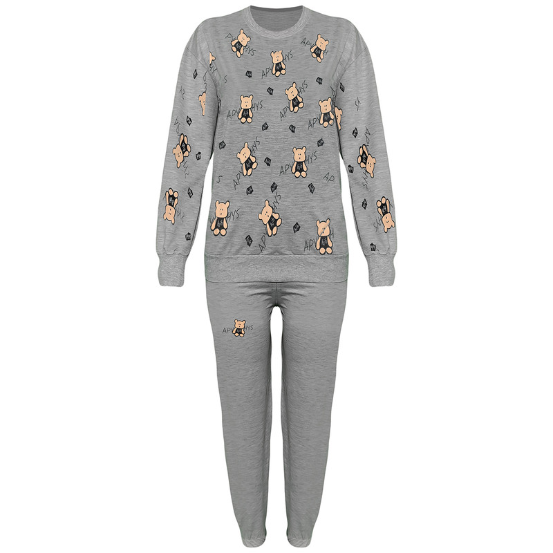 ست تی شرت آستین بلند و شلوار زنانه مدل ملانژ کد 16