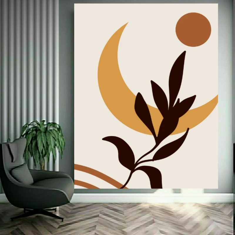 پوستر پارچه ای طرح مخمل مینیمال ماه مدل شاخه کد PD104772