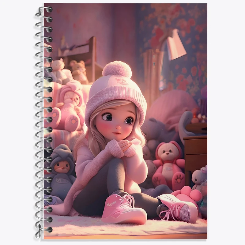 دفتر زبان 50 برگ خندالو مدل سه خط طرح دخترانه کیوت کد N4322