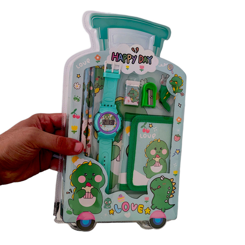 ست لوازم التحریر مدل بچه دایناسور کد 7845 مجموعه 7 عددی