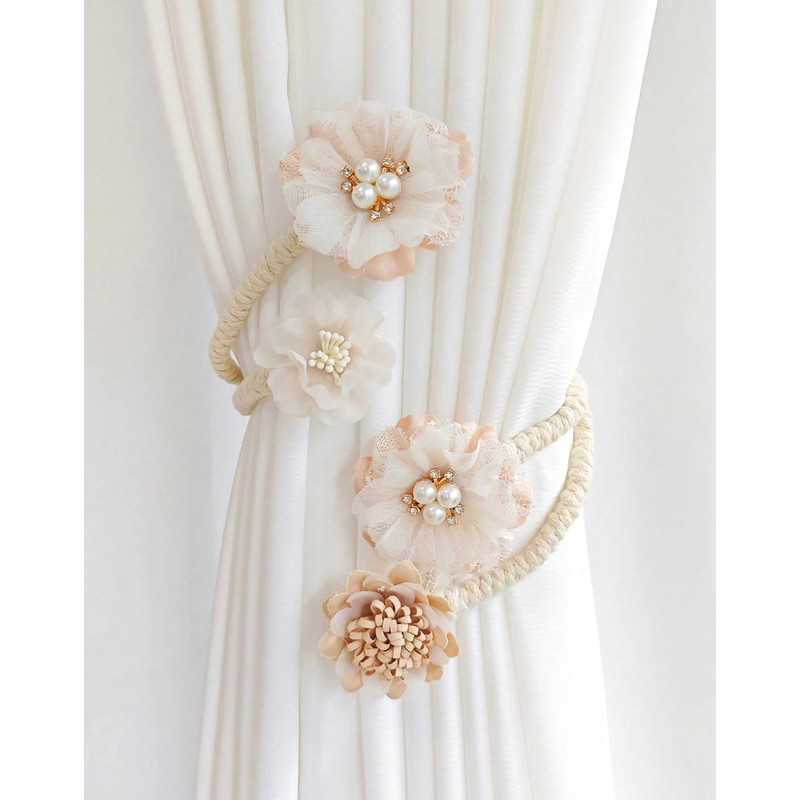 پرده جمع کن مدل FOURYDBLFLOWERS مجموعه دو عددی