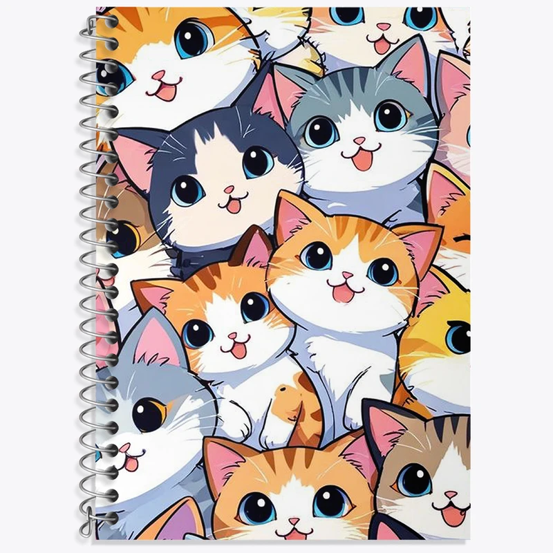 دفتر زبان 50 برگ خندالو مدل سه خط طرح گربه های کیوت کد N1747