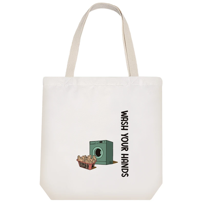 ساک خرید پارچه ای خندالو طرح دستان خود را بشورید مدل توت بگ کد 6787