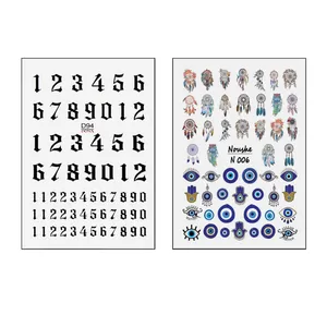 برچسب لنز ناخن مدل عدد و دریم کچر کد D94-N006 مجموعه 2 عددی