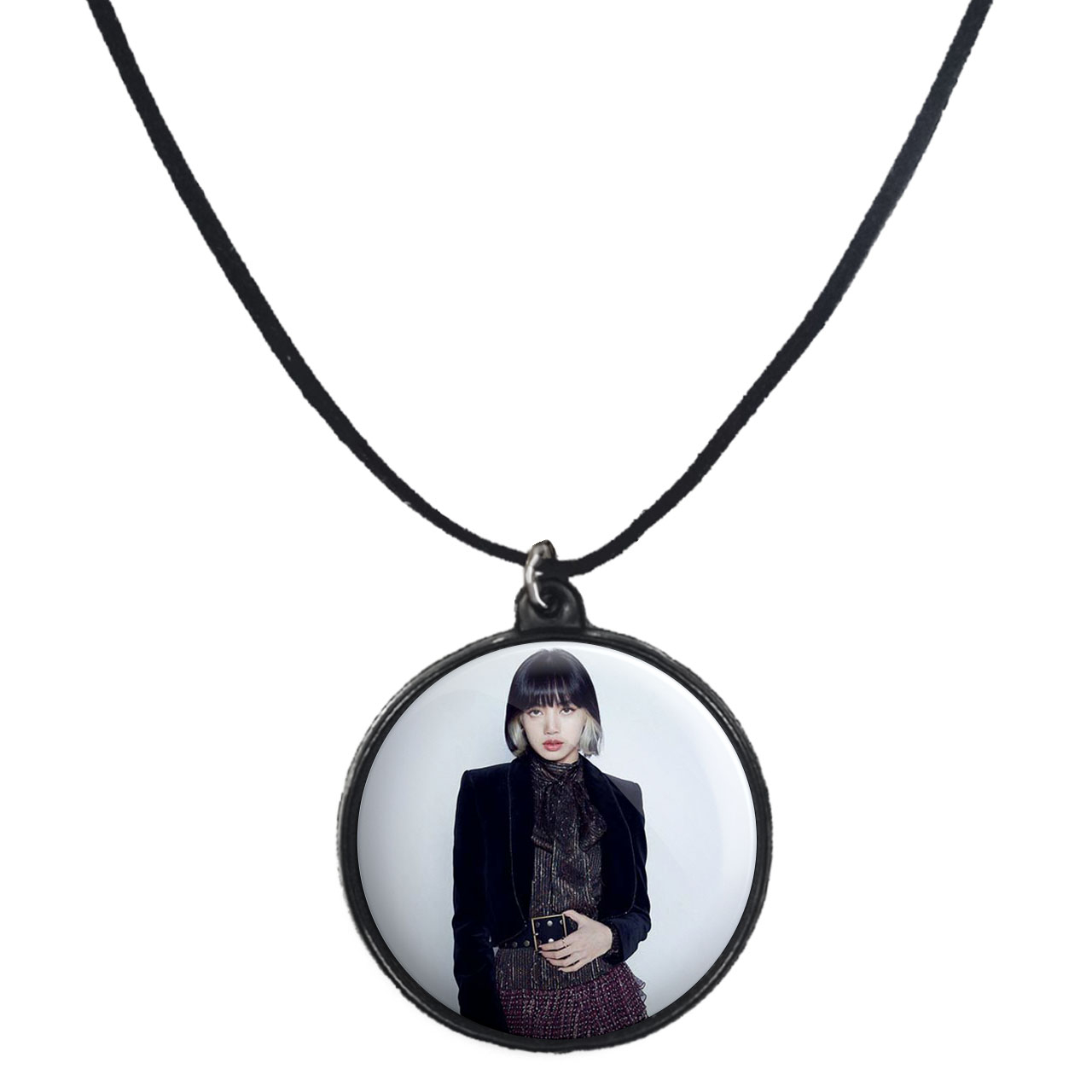 گردنبند پرمانه طرح بلک پینک کد pmb.6739 مدل دو طرفه