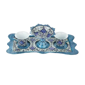سرویس چای خوری مسی میناکاری شده اثر سلطانی کد 63