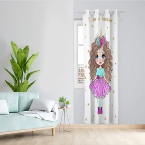 پرده مدل اتاق کودک مخمل پانچی طرح دخترانه کد 4286 سایز 140x280 سانتی متر