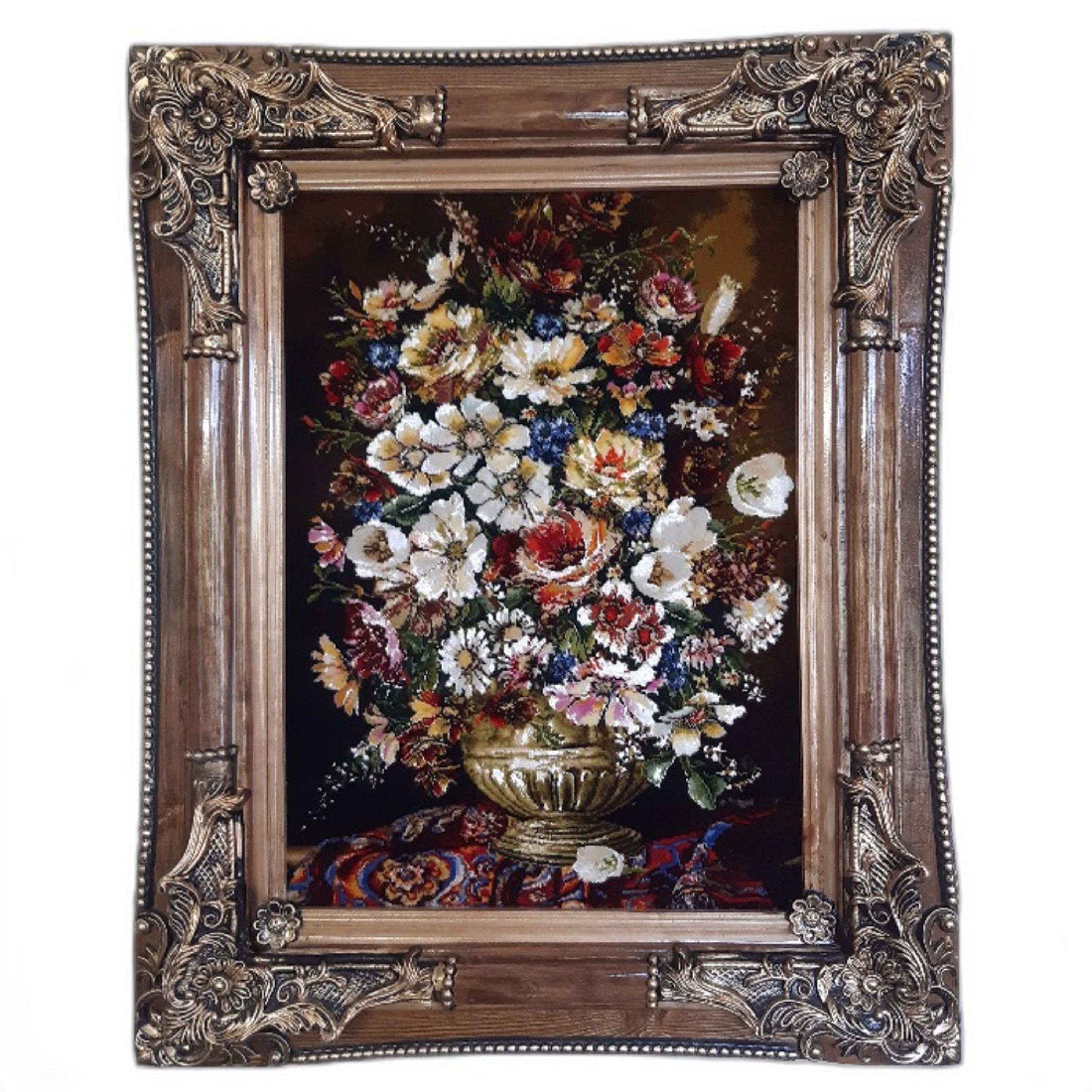 تابلو فرش دستباف مدل گل و گلدان کد 1470