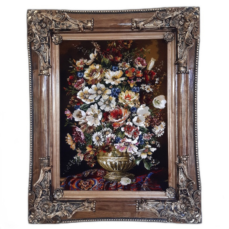 تابلو فرش دستباف مدل گل و گلدان کد 1470