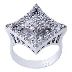 انگشتر نقره زنانه بازرگانی میلادی مدل فانتزی فول نگین برلیان بدون ریزش ابکاری رادیوم کد AWR_535