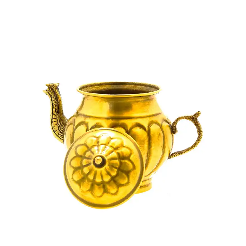 سرویس سماور ذغالی 5 پارچه برنجی مدل توپی کد S-4209