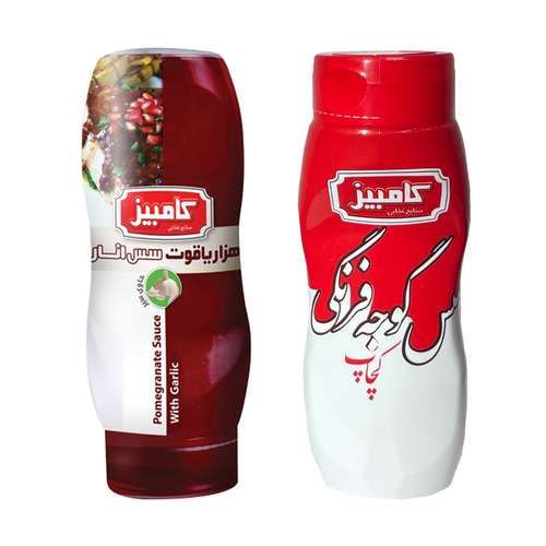 سس گوجه فرنگی کامبیز 360 گرم و سس انار باطعم سیر کامبیز 400 گرم - مجموعه 2 عددی