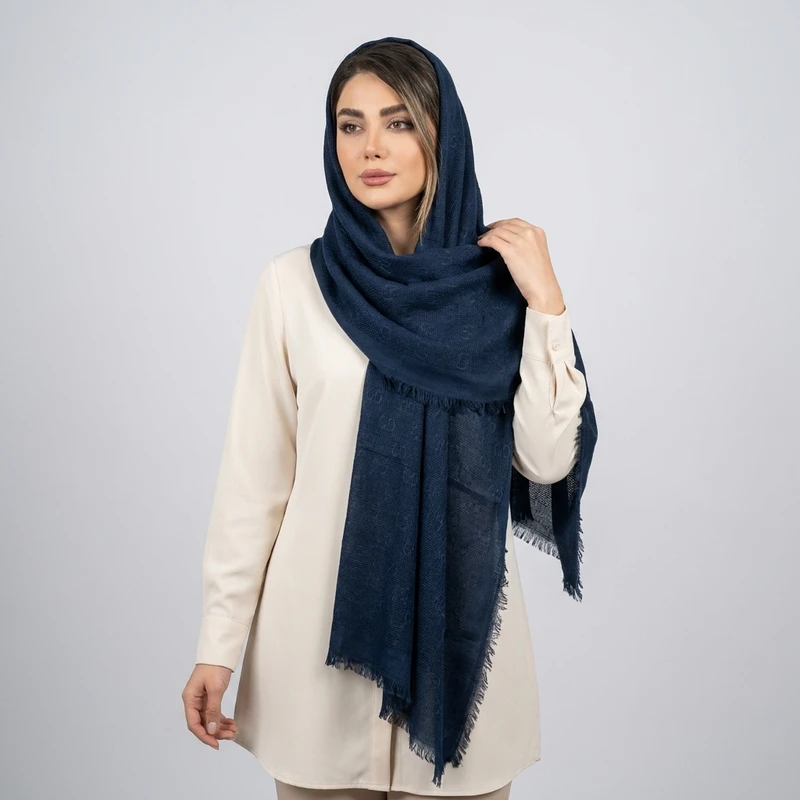 شال زنانه نخ طرح بیسکویتی مدل آسو