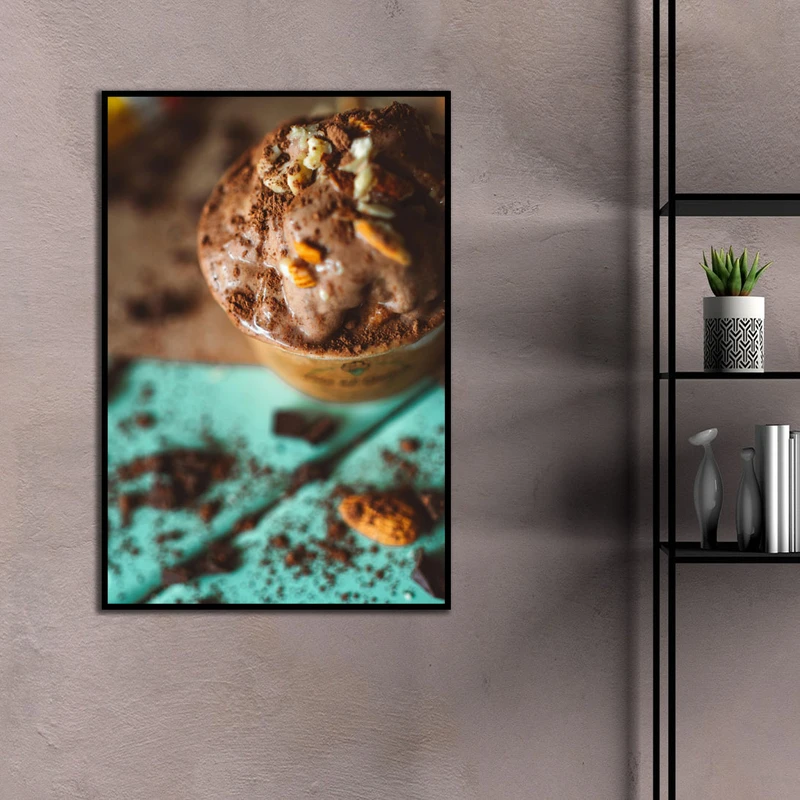 تابلو بکلیت طرح بستنی شکلاتی مدل B-D2279 فریم مشکی