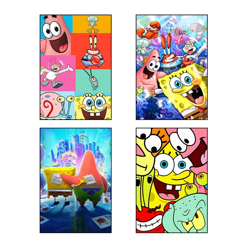 تابلو شاسي کارنيکا طرح باب اسفنجی spong bob کد 42533 مجموعه 4 عددی