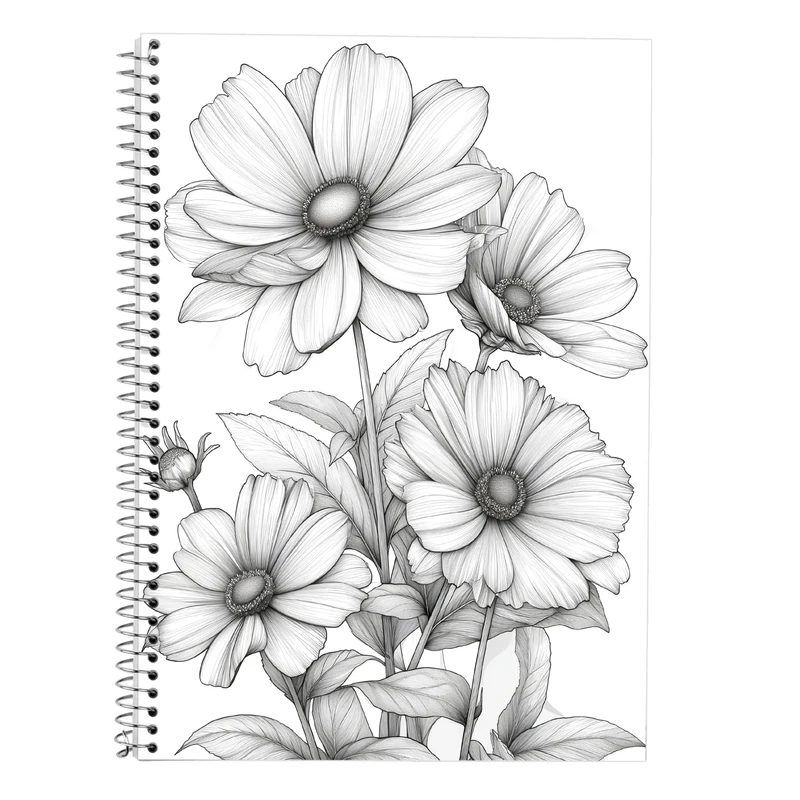 دفتر زبان 50 برگ مدوپد مدل دو خط طرح گل کد DF13919