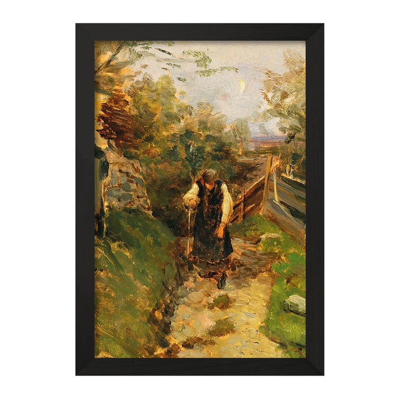 تابلو خندالو مدل نقاشی زن دهقانی در حال بازگشت به خانه اثر اولگا ویزینگر کد F12476