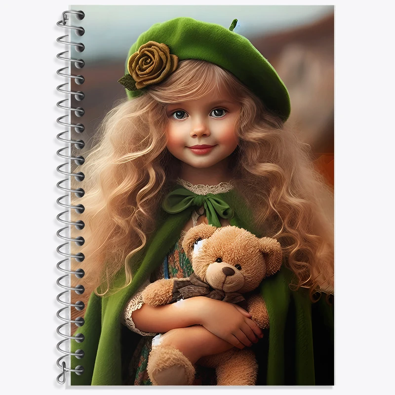 دفتر زبان 50 برگ خندالو مدل سه خط طرح دخترانه کیوت کد F7565