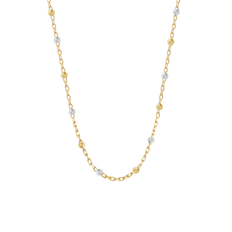 گردنبند طلا 18 عیار زنانه ماوی گالری مدل تمام گوی البرناردو دو رنگ