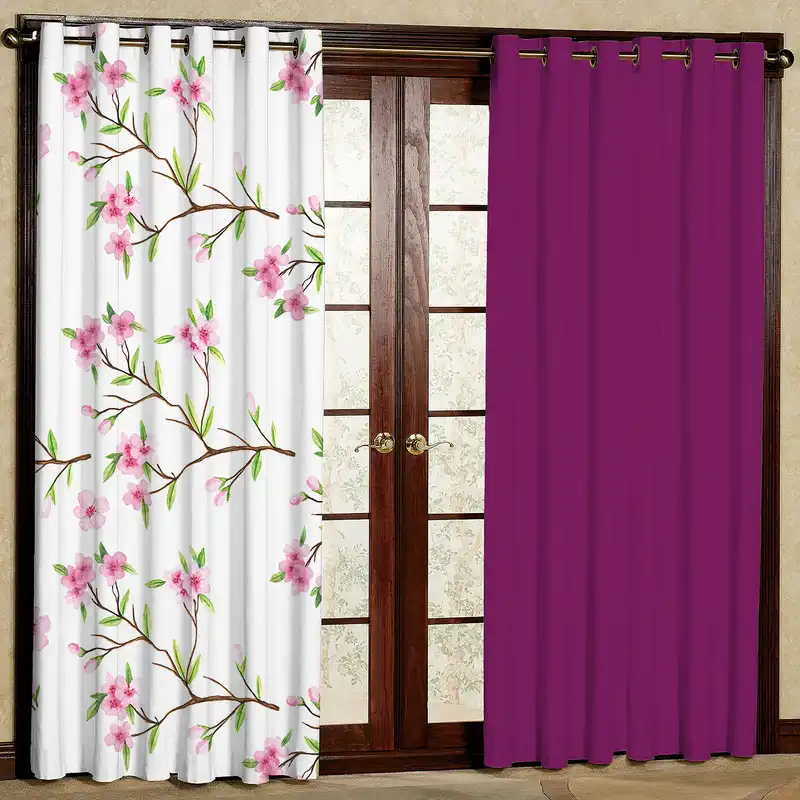 پرده مدل شکوفه بهاری مخمل پانچی کد 4097a سایز 200x140 سانتی متر