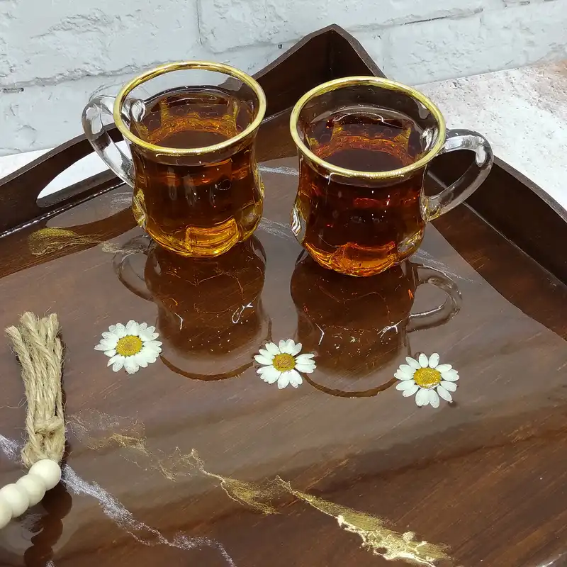 سینی چوبی مدل گل بابونه