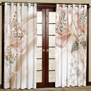 پرده مدل گل دار مخمل پانچی کد 1339 سایز 140x280 سانتی متر