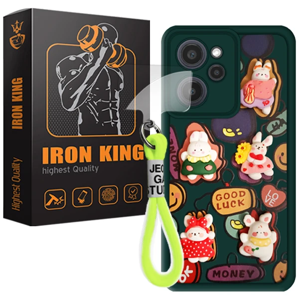 کاور آیرون کینگ مدل B2-Green-21 مناسب برای گوشی موبایل شیائومی Redmi note 12 pro Speed / Poco X5 Pro 5G به همراه بندآویز