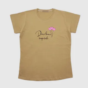 تی شرت آستین کوتاه زنانه مدل قلب رنگ قهوه ای