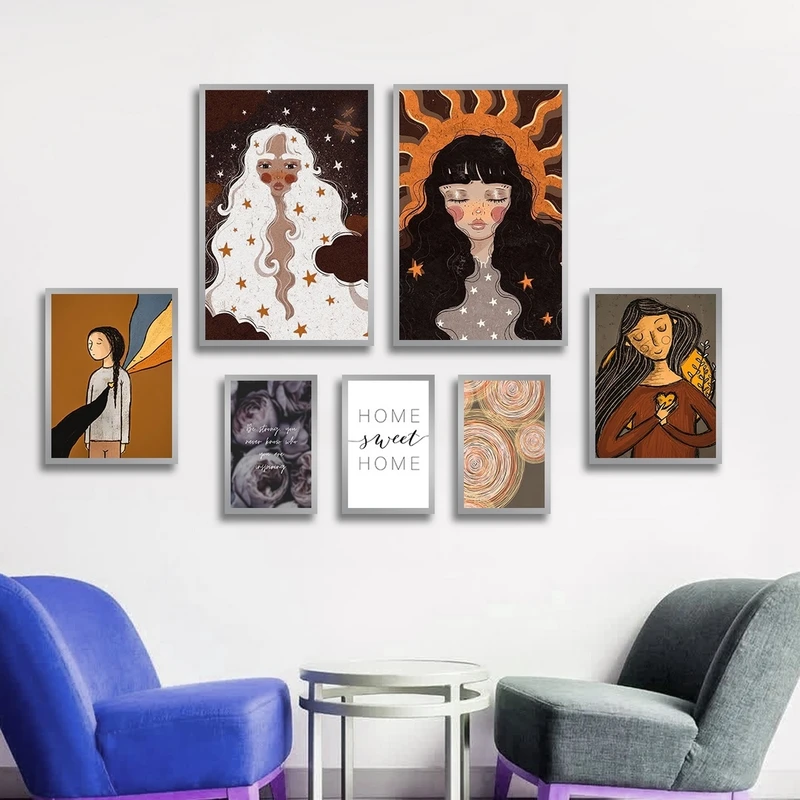 تابلو بکلیت طرح مدرن نقاشی مینیمال مدل SI-2620 مجموعه 7 عددی