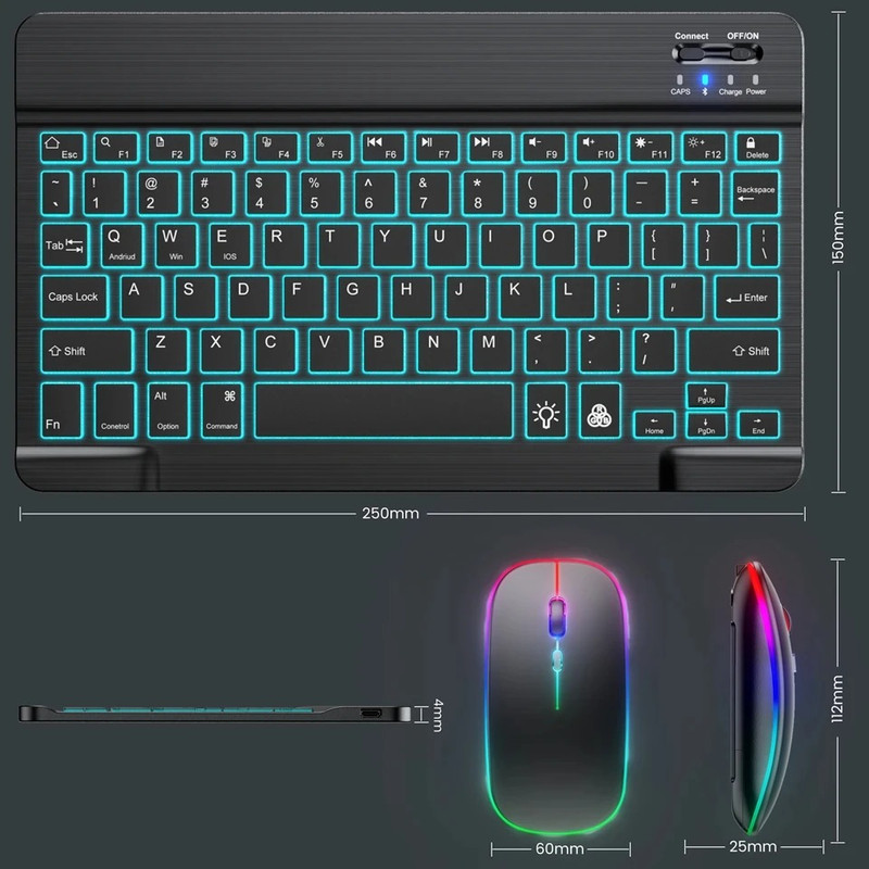 کیبورد و ماوس بلوتوثی مدل RGB 7 Colors