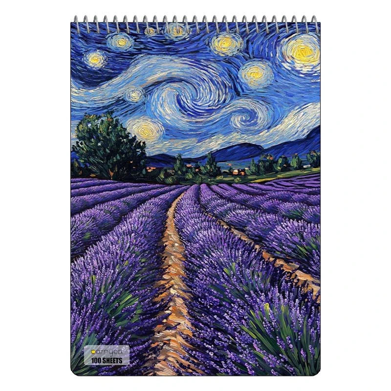 دفتر شطرنجی 100 برگ کارنیکا طرح شب پرستاره فانتزی ون گوگ Fantasy Starry Night Van Gogh کد 44856