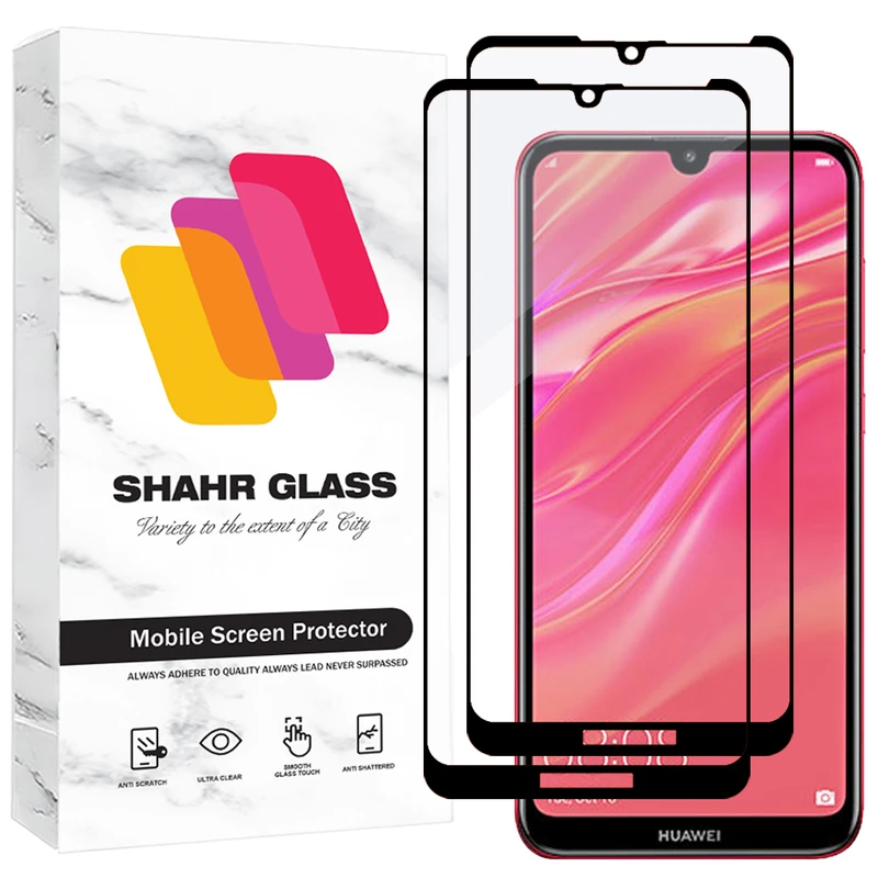 محافظ صفحه نمایش شیشه ای شهر گلس مدل FUL2 مناسب برای گوشی موبایل هوآوی Y7 Prime 2019 / Y7 Pro 2019 / Y7 2019 بسته دو عددی