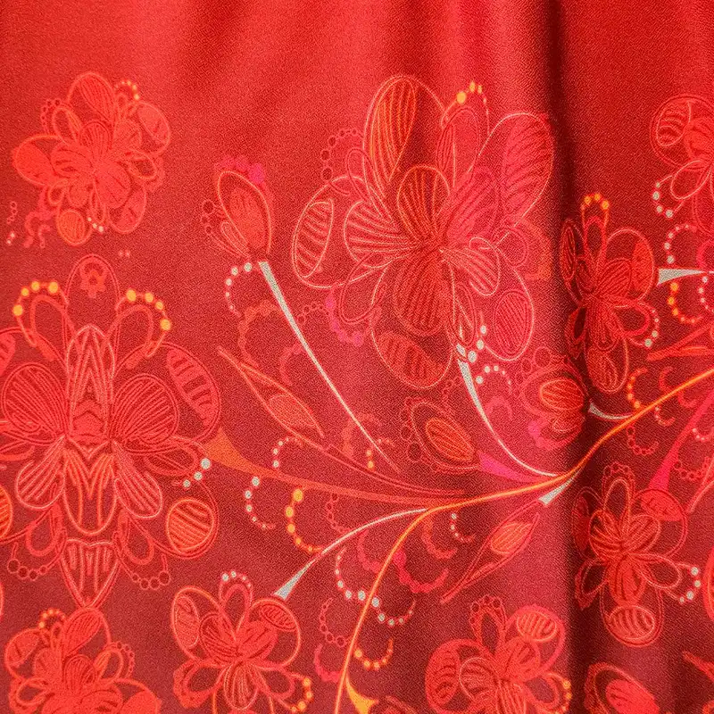 دامن راسته زنانه مدل گل رنگ قرمز