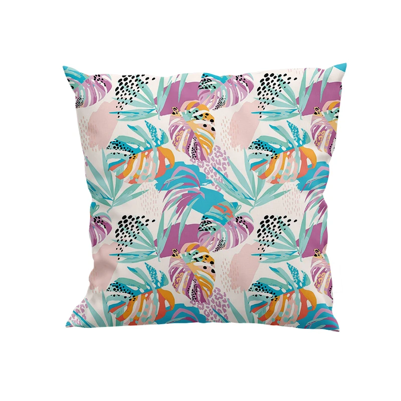 کوسن مدل گل و برگ های فانتزی استوایی کد DKK304