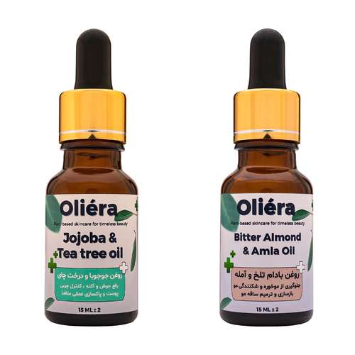 روغن جوجوبا، درخت چای، بادام تلخ، آمله  اُلیئرا مدل +AA حجم 30 میلی لیتر بسته 2 عددی