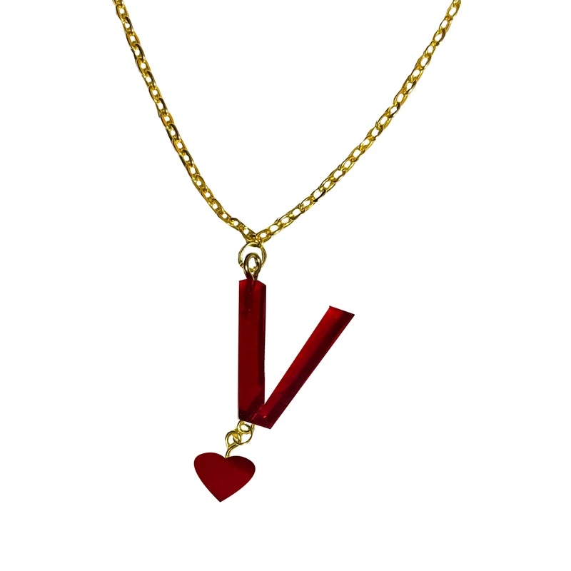 گردنبند زنانه مدل قلب طرح حرف انگلیسی V 