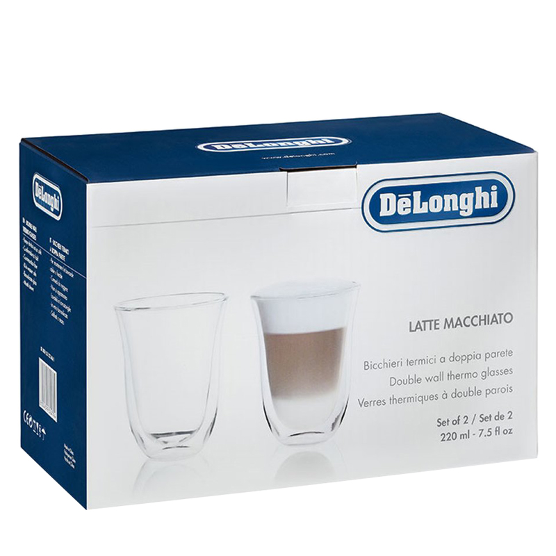 Delonghi 2 Latte Macchiato Double Wall Glasses 220ml - DLSC312