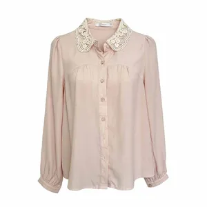 شومیز آستین بلند یقه گرد زنانه مدل میکا کد 003