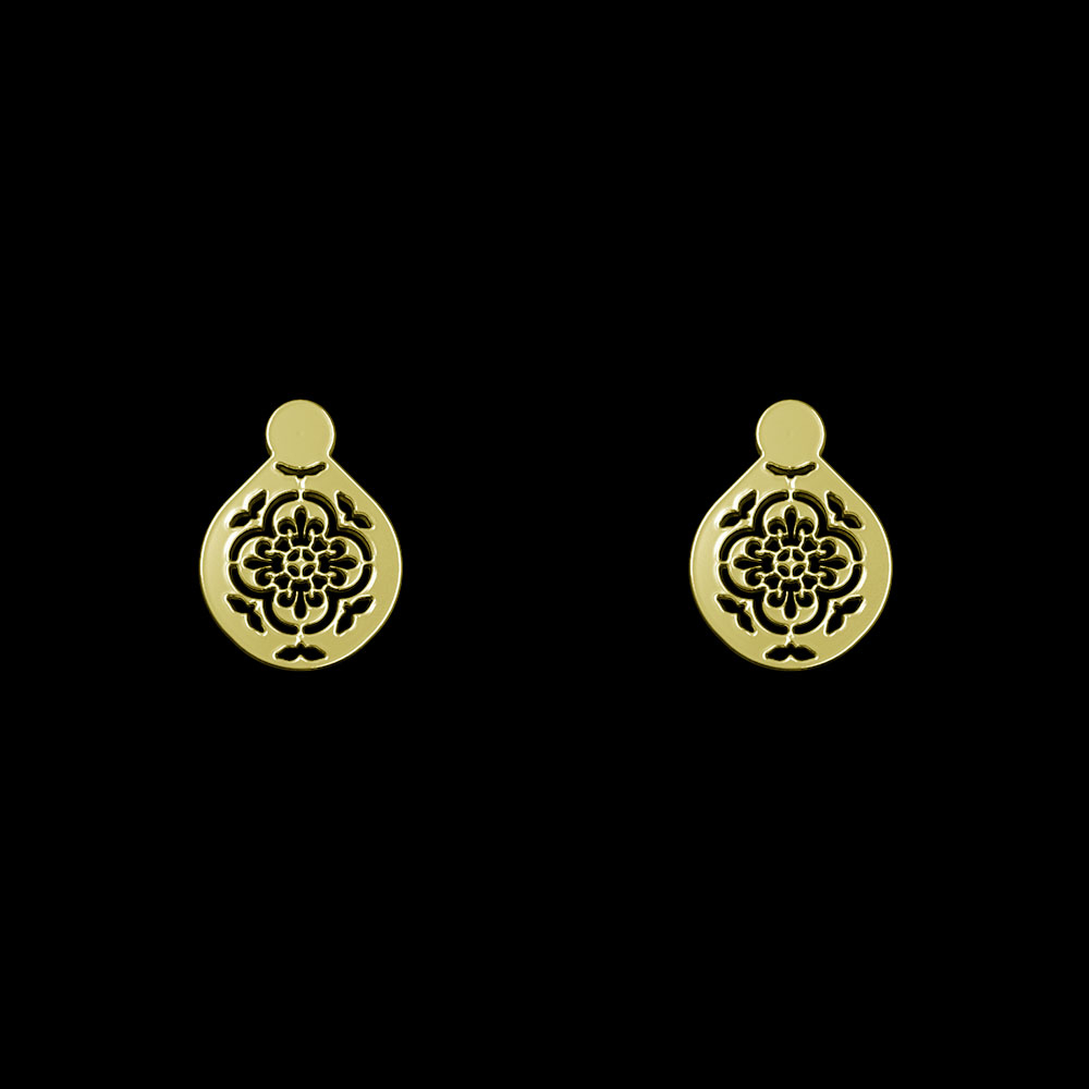 گوشواره طلا 18 عیار زنانه مدوپد مدل هندسی کد GA1-10299