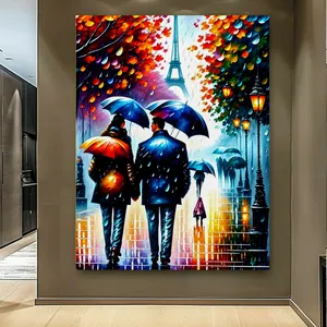 تابلو بوم مخمل طرح روز بارانی پاریس مدل دیپ کد GR1403