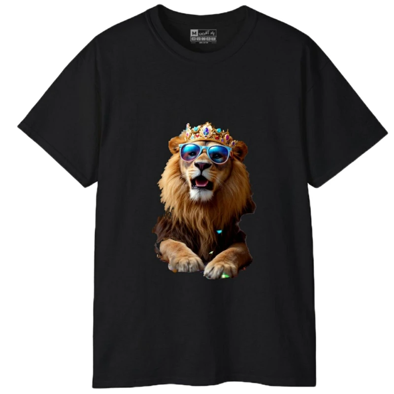 تی‌شرت آستین کوتاه مردانه پاد آفرین مدل حیوانات شیر کد 1784